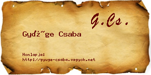 Gyüge Csaba névjegykártya